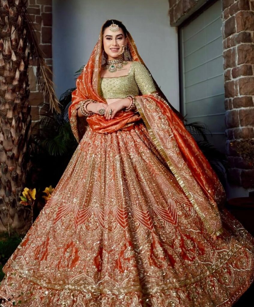 orange and green lehnga2